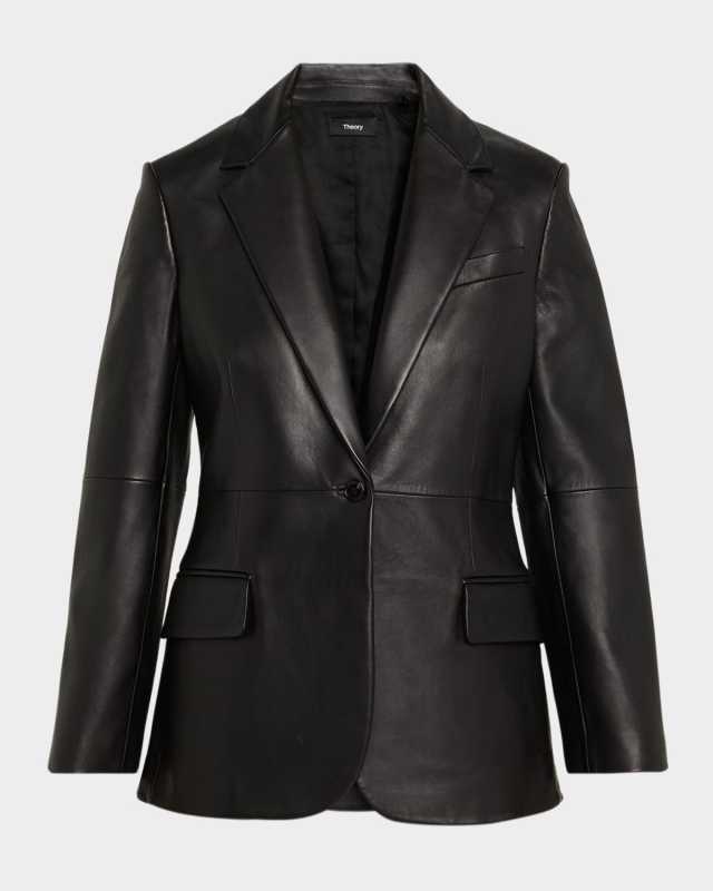 Lynnia Lambskin Leather Blazer